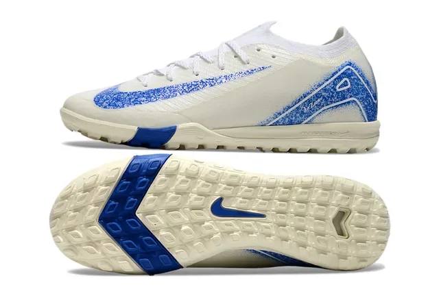 Nike Chaussures de football turf Beige Bleu Low-Cut Knit Upper Graphic Overlay 6