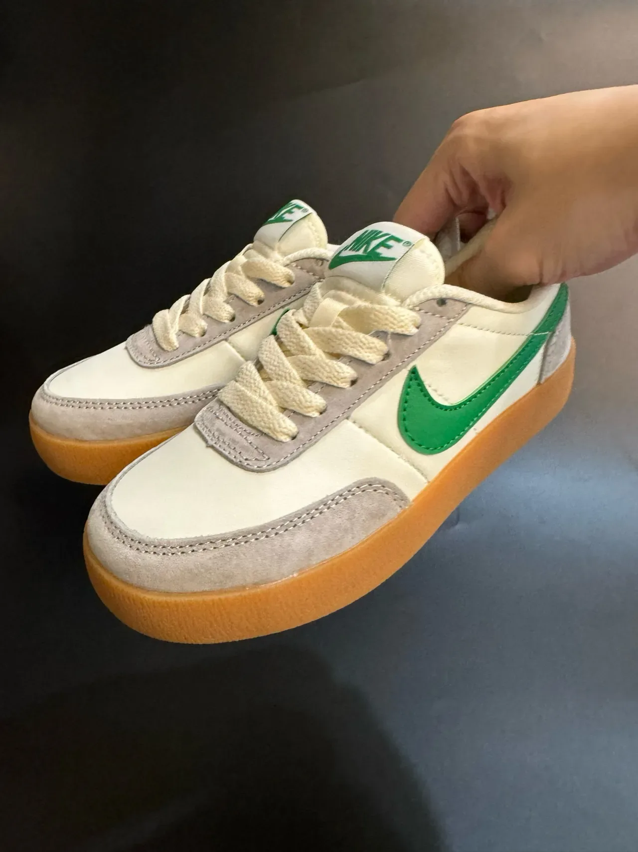 Nike Beige Blue Low-Top Suede-Leather Panelled Lifestyle Sneakers 9