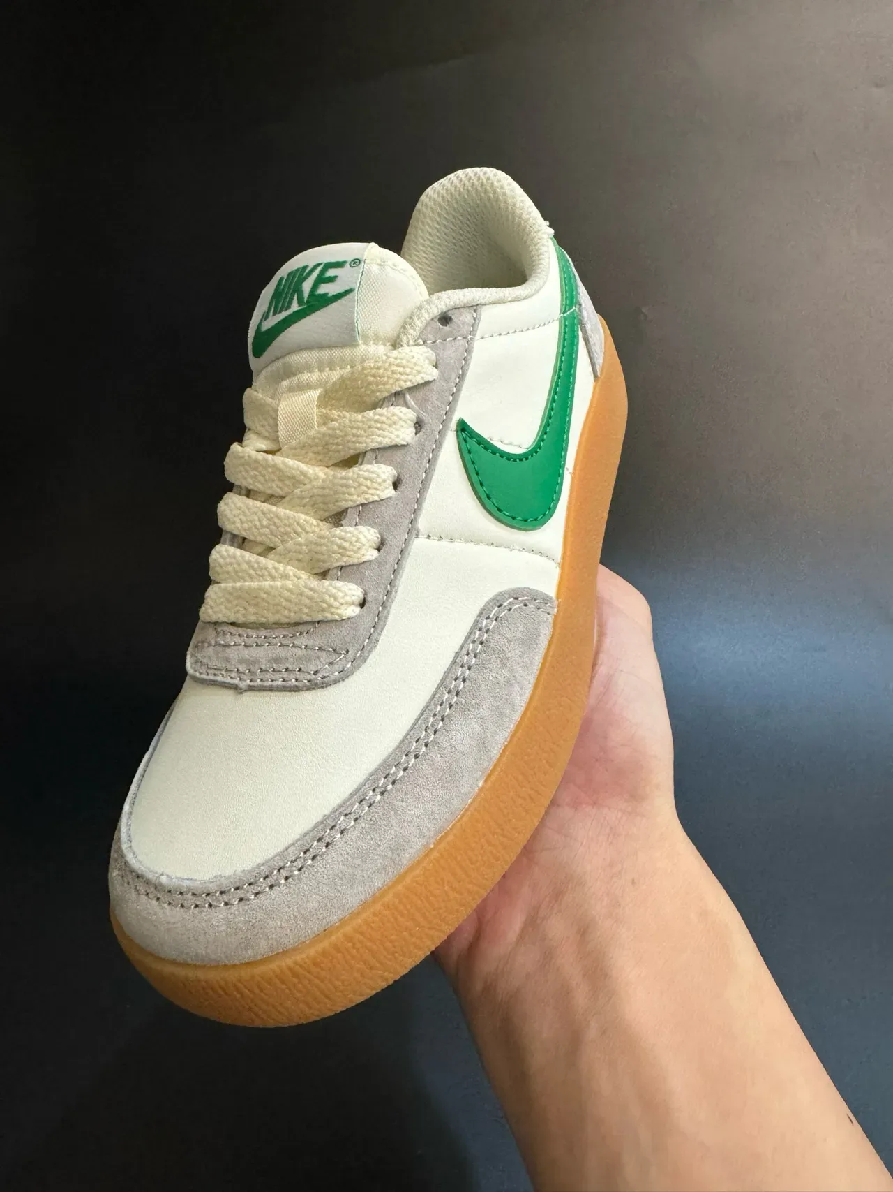 Nike Beige Blue Low-Top Suede-Leather Panelled Lifestyle Sneakers 12