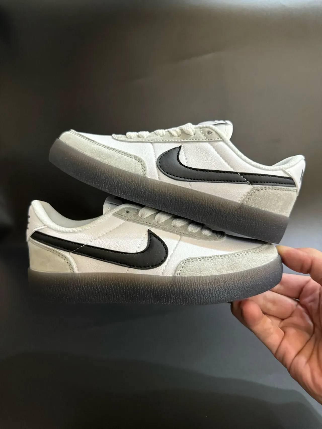 Nike Beige Blue Low-Top Suede-Leather Panelled Lifestyle Sneakers 23