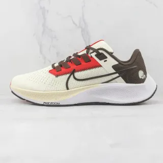 Nike Beige Red Breathable Mesh Upper Synthetic Strap Overlay Running Shoes