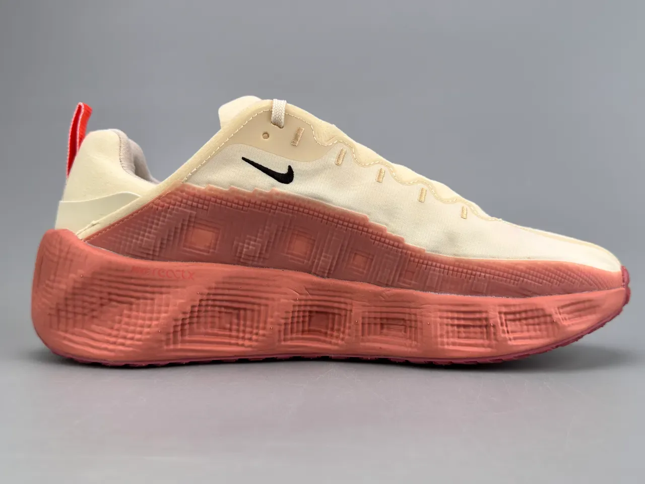 Nike Beige Red Textile Upper Sculpted Grid-Textured Midsole Sneakers 10