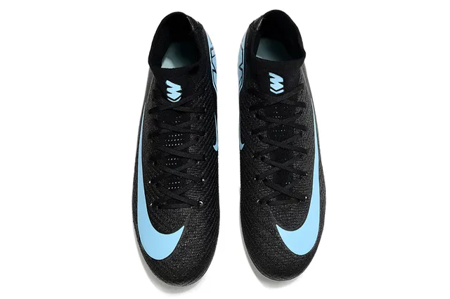 Nike Black Blue High-Cut Sock-Fit Collar Gripknit Upper Firm-Ground Soccer Shoes 2