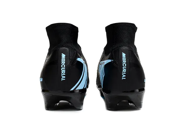 Nike Black Blue High-Cut Sock-Fit Collar Gripknit Upper Firm-Ground Soccer Shoes 4
