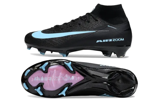 Nike Black Blue High-Cut Sock-Fit Collar Gripknit Upper Firm-Ground Soccer Shoes 5