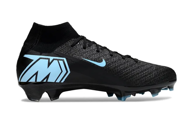 Nike Black Blue High-Cut Sock-Fit Collar Gripknit Upper Firm-Ground Soccer Shoes 7