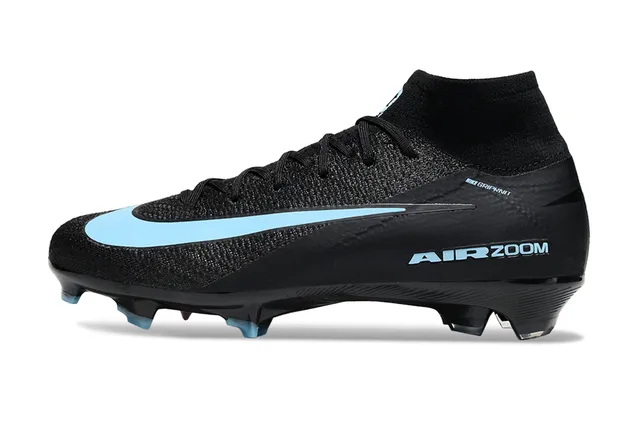 Nike Black Blue High-Cut Sock-Fit Collar Gripknit Upper Firm-Ground Soccer Shoes 8