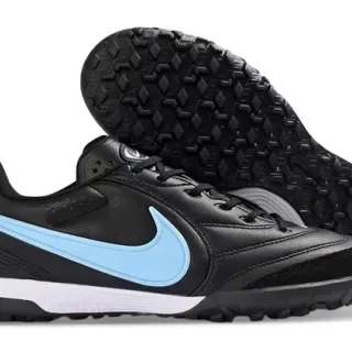Nike Black Blue Low-Top Synthetic Upper Artificial-Grass Soccer Shoes