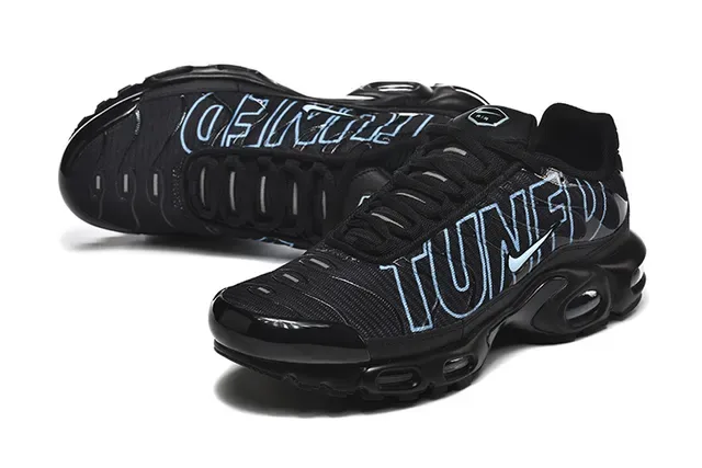 Nike Black Blue Mesh Upper Light Typography Lifestyle Sneakers 2