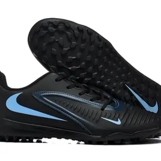 Nike Black Blue Synthetic Upper Low-Cut Silhouette Turf Soccer Shoes