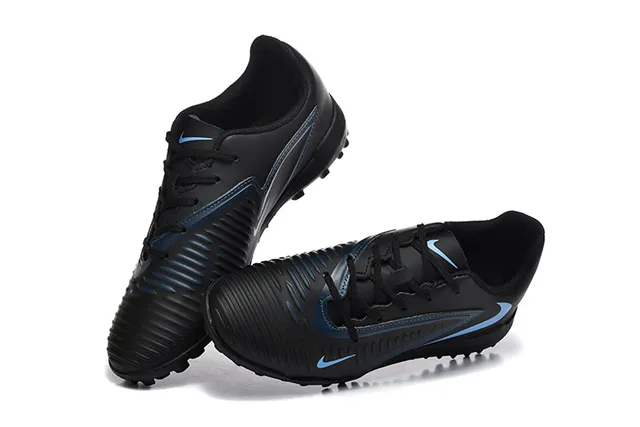 Nike Noir Bleu Synthétique Supérieur Basse Coupe Silhouette Turf Chaussures de Football 3