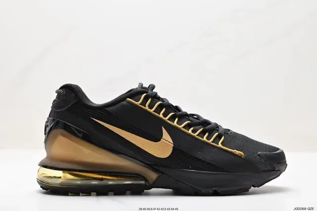 Nike Chaussures Lifestyle avec Upper en Maille Noir et Or, Swoosh et Lacets 9