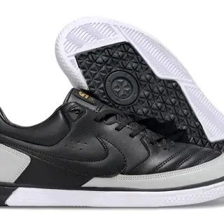 Nike Black Gray Low-Top Leather Upper Indoor Soccer Shoes
