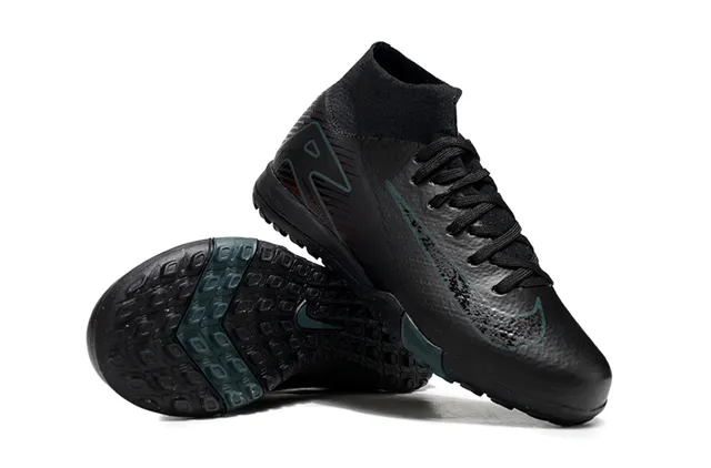 Nike Noir Vert Sock-Fit Collar Textured Synthetic Upper Chaussures de Football Indoor 2