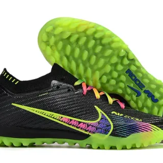 Nike Tênis De Futebol Turf Preto Multicolor Baixo Colar Ajuste a Meia Verde Lima Neón Solado Moldado