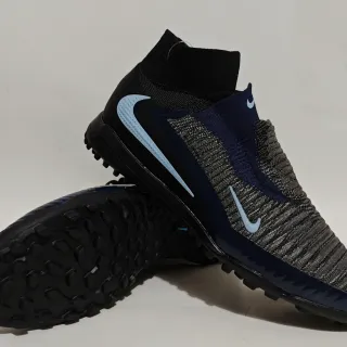 Nike Preto Marinho Ajuste Meia Malha Superior Corte Alto Colar de Tornozelo Relva Sapatos de Futebol