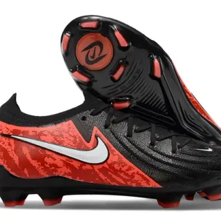 Nike Black Red Low-Cut Knit Upper Camouflage Overlay Firm-Ground Soccer Shoes