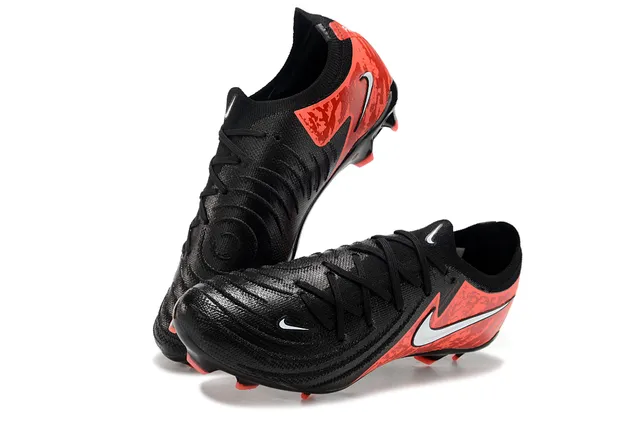 Nike Black Red Low-Cut Knit Upper Camouflage Overlay Firm-Ground Soccer Shoes 2