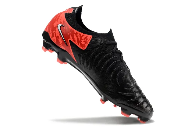 Nike Black Red Low-Cut Knit Upper Camouflage Overlay Firm-Ground Soccer Shoes 3
