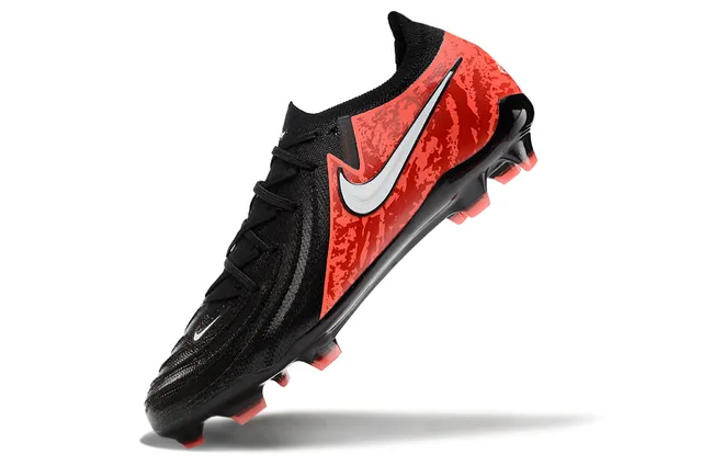Nike Black Red Low-Cut Knit Upper Camouflage Overlay Firm-Ground Soccer Shoes 4