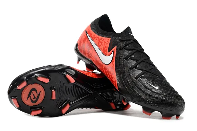 Nike Black Red Low-Cut Knit Upper Camouflage Overlay Firm-Ground Soccer Shoes 5