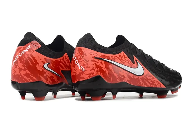 Nike Black Red Low-Cut Knit Upper Camouflage Overlay Firm-Ground Soccer Shoes 6
