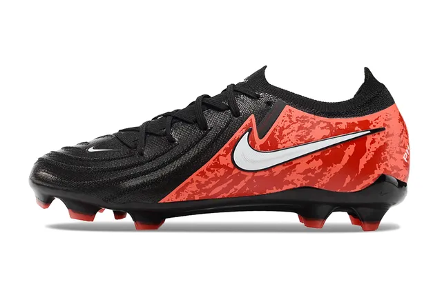 Nike Black Red Low-Cut Knit Upper Camouflage Overlay Firm-Ground Soccer Shoes 7
