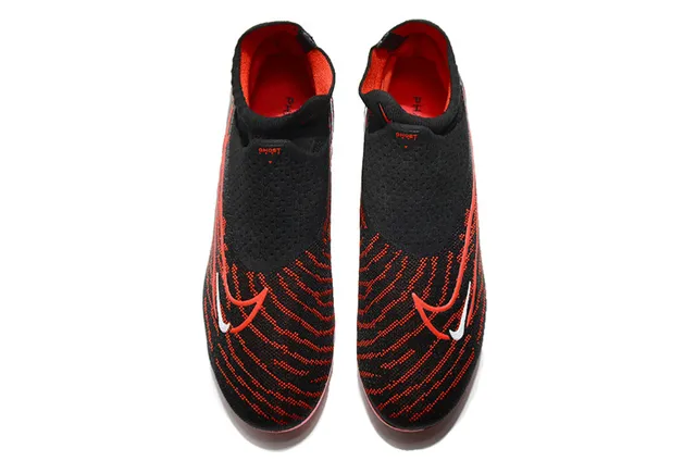 Nike কালো লাল Sock-Fit Collar Flyknit Upper Firm-Ground ফুটবল জুতা 2