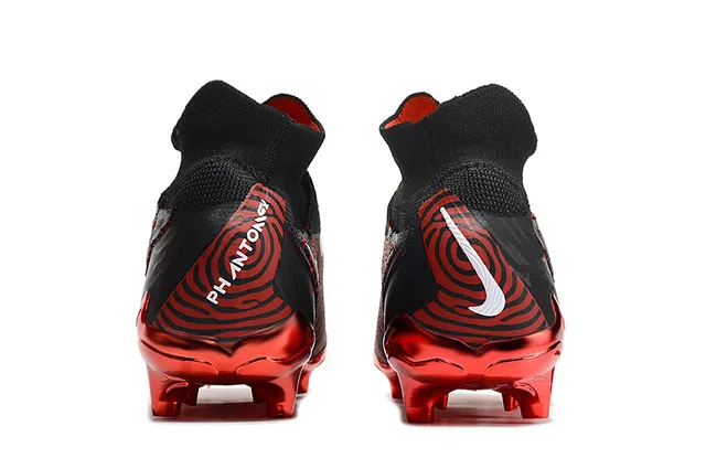 Nike কালো লাল Sock-Fit Collar Flyknit Upper Firm-Ground ফুটবল জুতা 4