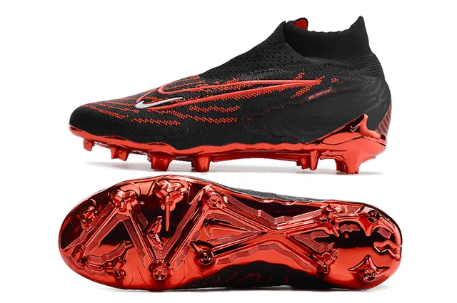 Nike কালো লাল Sock-Fit Collar Flyknit Upper Firm-Ground ফুটবল জুতা 5