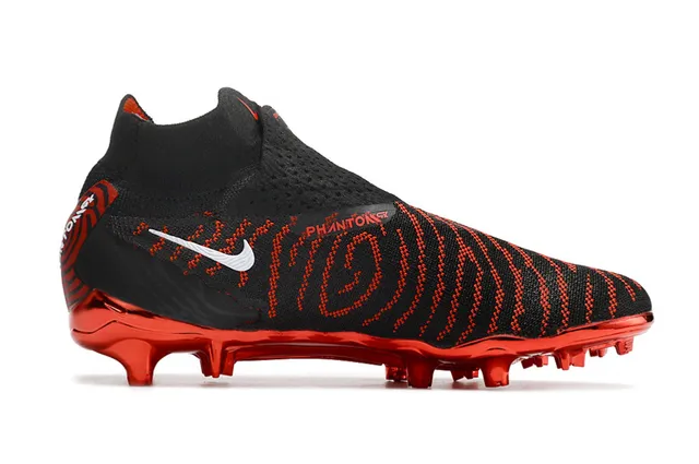 Nike কালো লাল Sock-Fit Collar Flyknit Upper Firm-Ground ফুটবল জুতা 7