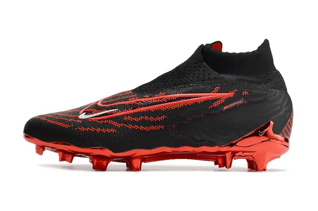 Nike কালো লাল Sock-Fit Collar Flyknit Upper Firm-Ground ফুটবল জুতা 8