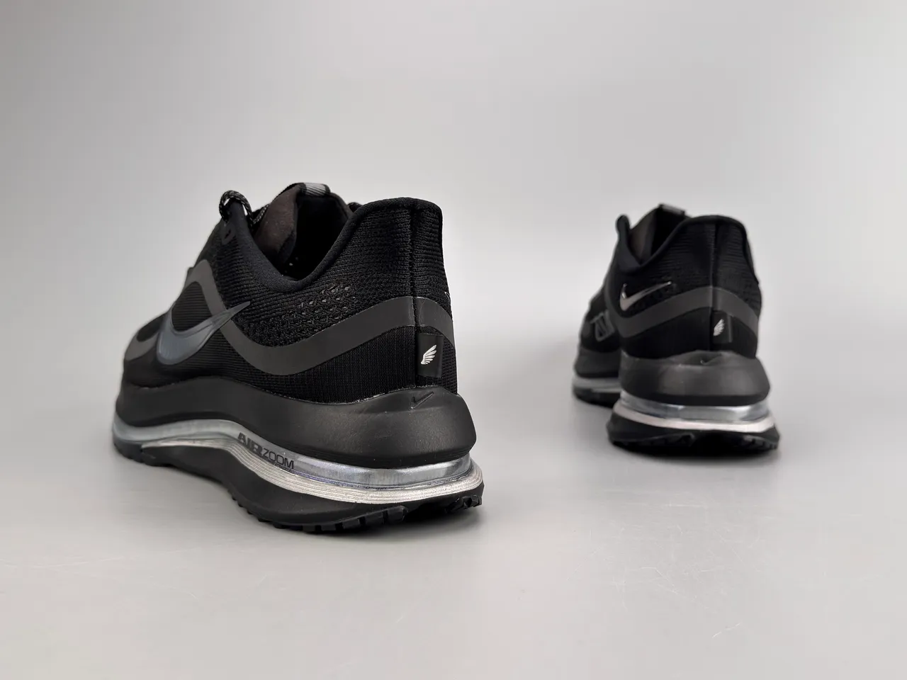 Nike Black Silver Full-Length Air Zoom Unit Engineered Mesh Upper Running Shoes 4
