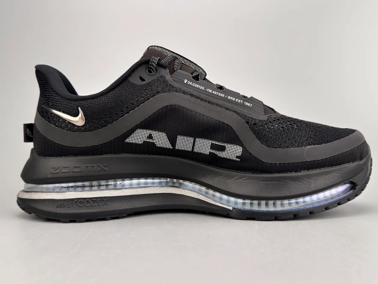 Nike Black Silver Full-Length Air Zoom Unit Engineered Mesh Upper Running Shoes 10