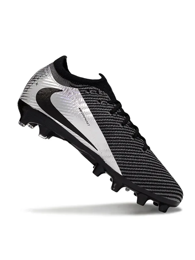 Nike Chuteiras de futebol preto e prata com upper em knit e painel metálico para terreno firme 2