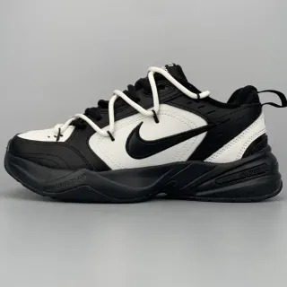 Nike Black White Layered Synthetic And Leather Upper Sculpted Chunky Midsole Lifestyle Sneakers