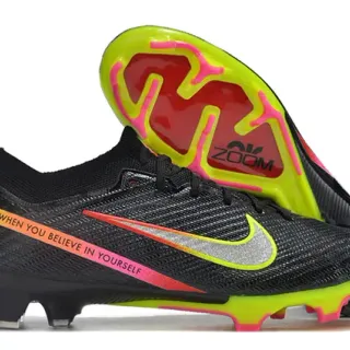 Nike Black Yellow Knit Upper Low-Cut Collar Firm-Ground Soccer Shoes