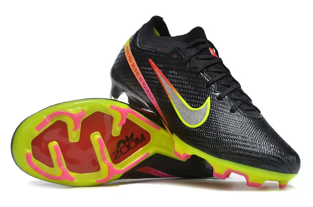 Nike Black Yellow Knit Upper Low-Cut Collar Firm-Ground Soccer Shoes 2