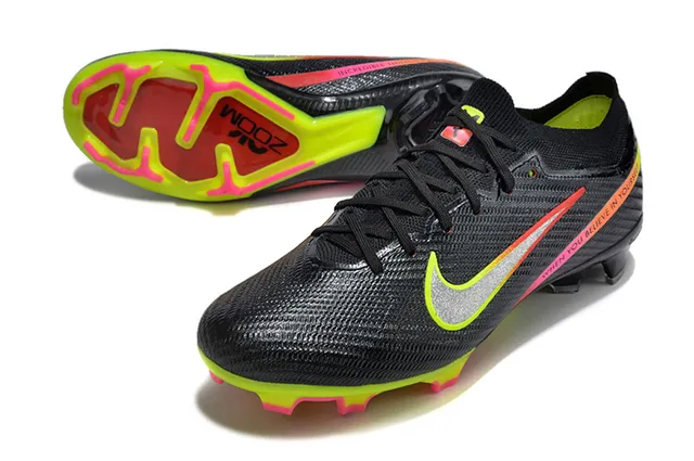 Nike Black Yellow Knit Upper Low-Cut Collar Firm-Ground Soccer Shoes 3