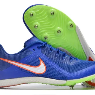 Nike Blue Green Low-Cut Racing Spike Breathable Mesh Upper Running Shoes