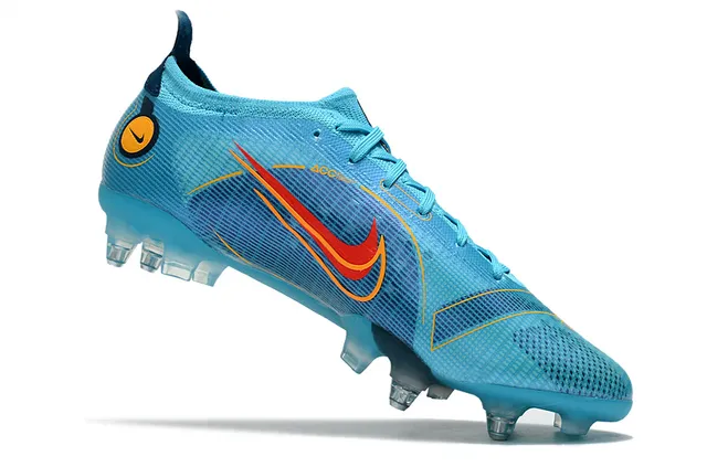 Nike Blue Orange Engineered Knit Upper Asymmetrical Lacing Firm-Ground Soccer Shoes 3