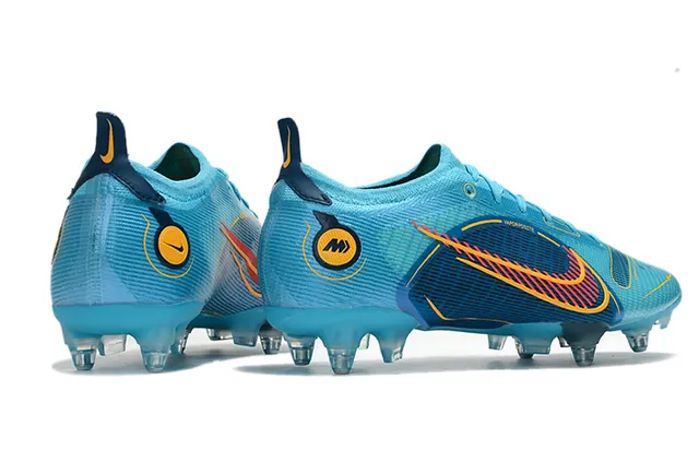 Nike Blue Orange Engineered Knit Upper Asymmetrical Lacing Firm-Ground Soccer Shoes 7