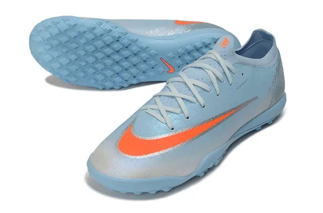 Nike chaussures de football turf avec tige tricotée bleu orange et col chaussette 4