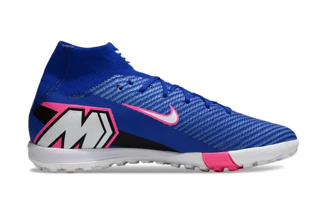Nike Chaussures de football turf bleu rose upper knit high-top sock collar 7