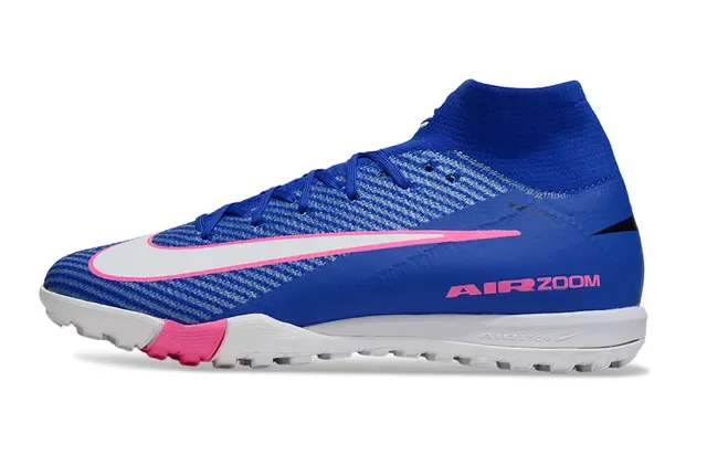 Nike Chaussures de football turf bleu rose upper knit high-top sock collar 8