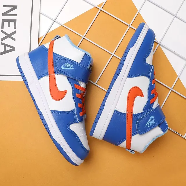 Nike Blue White High-Top Ankle Strap Basketball Shoes 15
