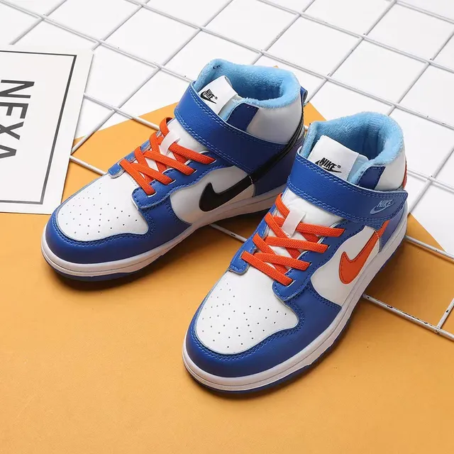Nike Blue White High-Top Ankle Strap Basketball Shoes 16