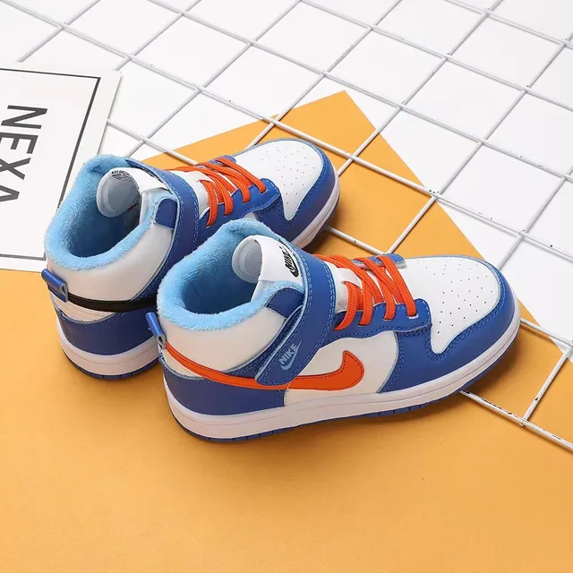 Nike Blue White High-Top Ankle Strap Basketball Shoes 17