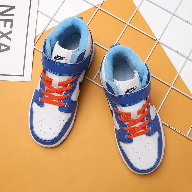 Nike Blue White High-Top Ankle Strap Basketball Shoes 18