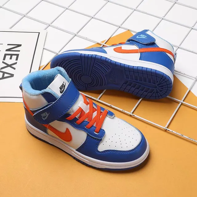 Nike Blue White High-Top Ankle Strap Basketball Shoes 19